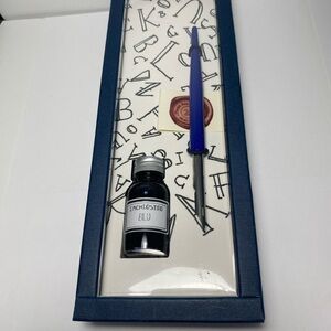 FRANCESCO RUBINATO Italian Wooden Dipping Pen 1 Metal Nib Calligraphy Blue